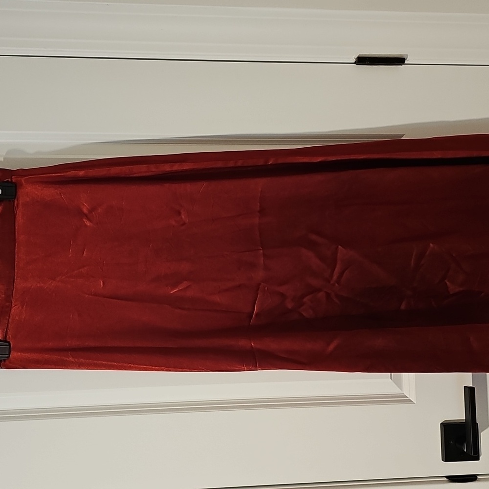 Vintage Bronze Satin Silk-Like Maxi Skirt Size 7 EUC 36 In Long. Rayon Acetate